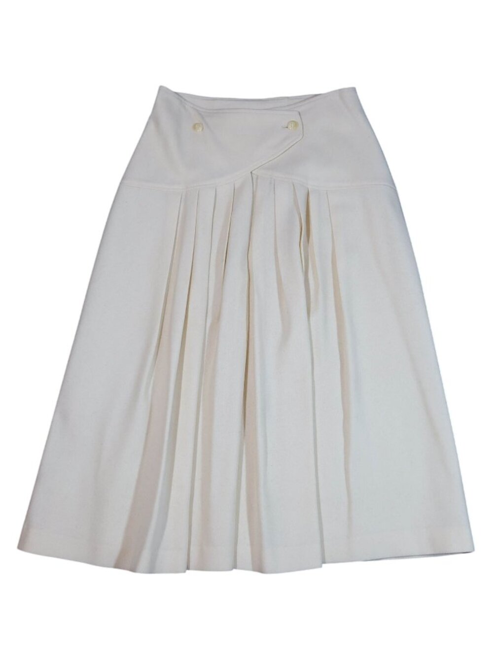 Vintage Pleated Wool Midi Skirt Size 13 Preppy Academia Wrap 1980s A Line Pliers
